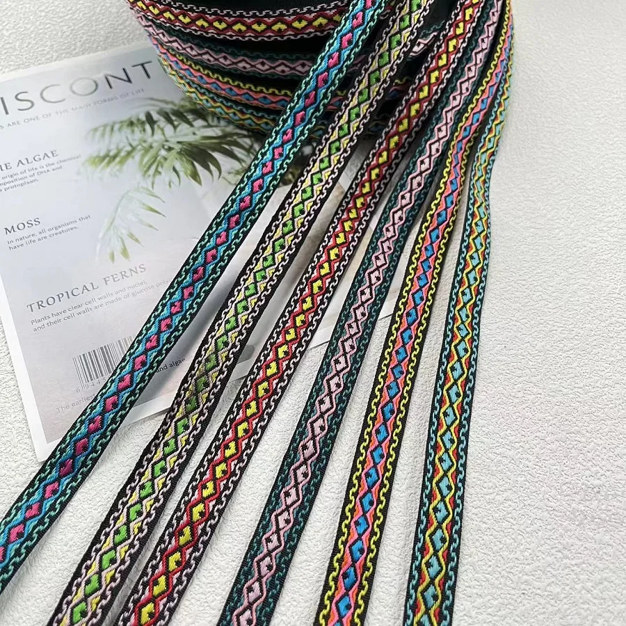 50 Yards/lot Wide About 1.4 CM Woven Jacquard Ribbon Geometric  Pattern For Clothing Accessory ZH-5789