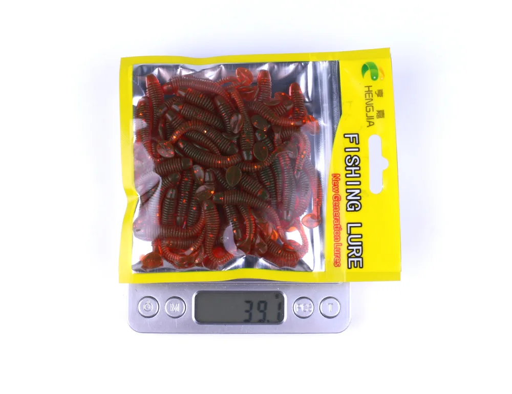 50 Stück 5CM LuyaT Weicher Wurmköder Mehrfarbig Verpackt Nachtleuchtender Angelköder Weichköder für Nachtangeln – Detail 4