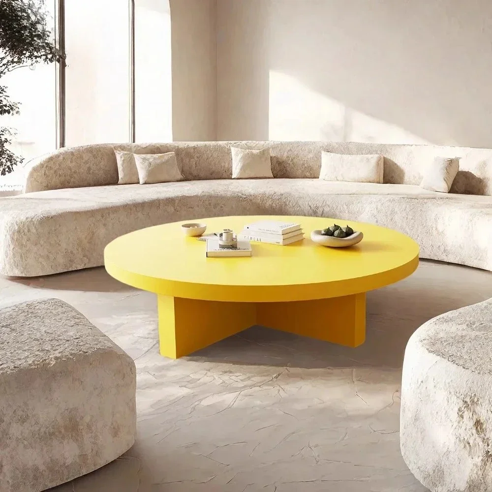 Blue round matte paint coffee table tea table living room designer fashion new high sense