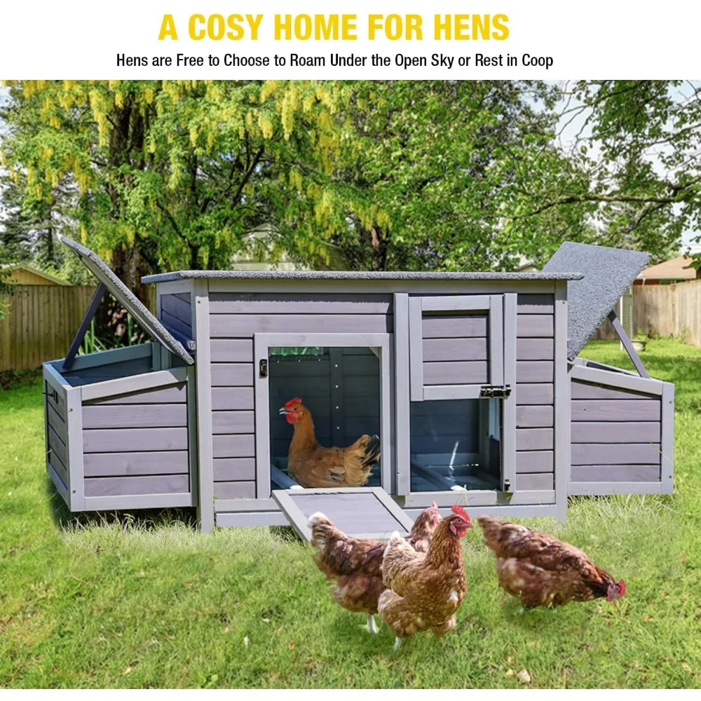 

Modern Chicken Coop with Two Nesting Boxes Large Wooden Hen House Outdoor Weatherproof Rabbit Hutch Duck Cage