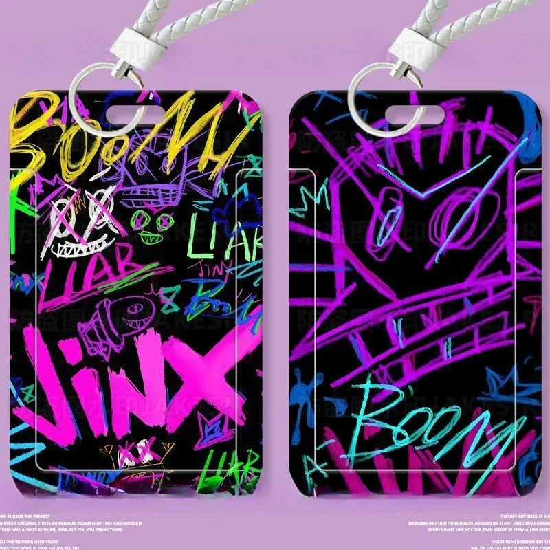 Arcane Jinx Slide Fotokartenhalter PVC Anti-Verlust-Schlüsselanhänger für ID-Schutz-Sets Zugangskarten Campus-Karten Mahlzeitskarte Buskarte