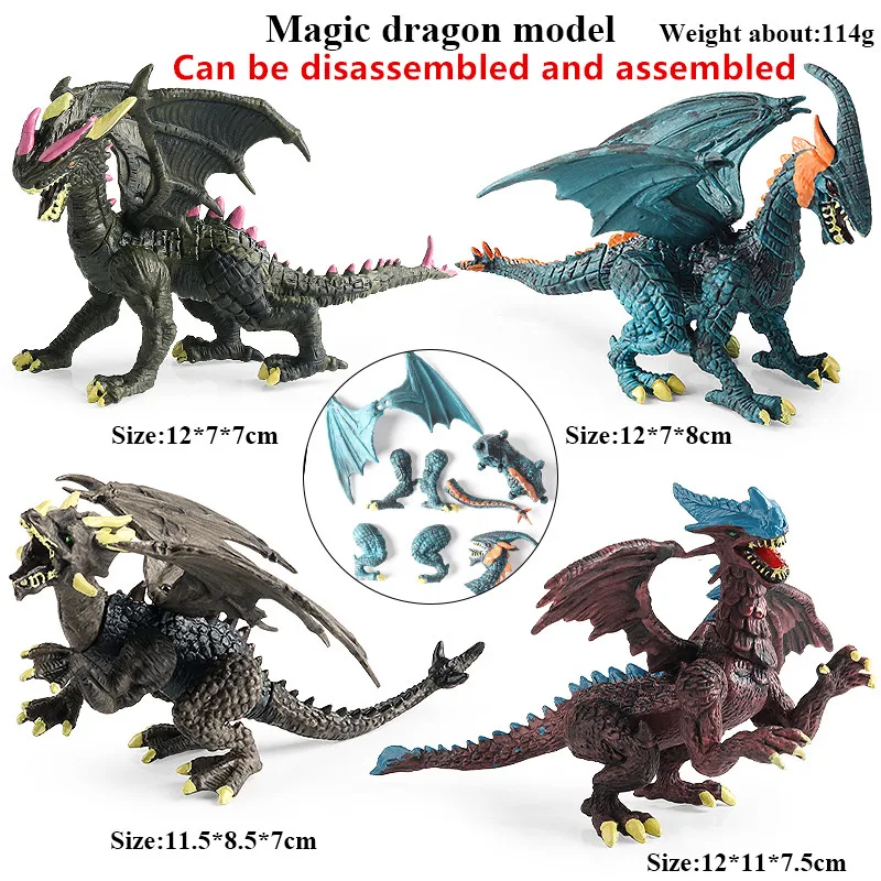 Oenux 4 قطعة/المجموعة/المجموعة تحلق ماجيك التنين تدوير وحوش الديناصورات الحيوانات لعبة عمل أرقام نموذج البلاستيكية جمع الاطفال X-mas هدية