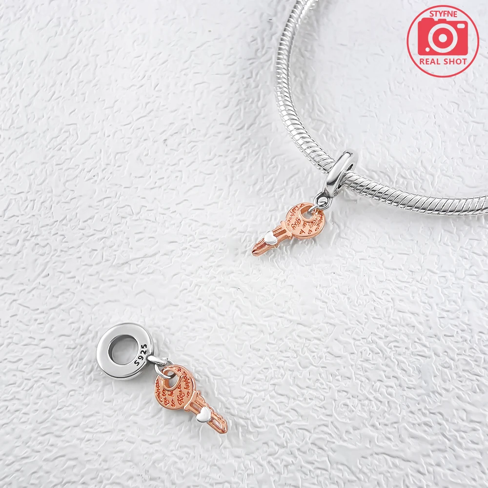 Plata de Ley 925 auténtica, oro rosa, pulpo rosa, corazón de tortuga de verano, colgante compatible con Pulsera Original, collares, pulsera para niña