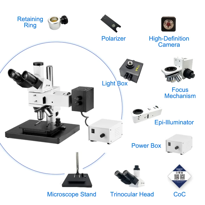 WSM1100 Metallurgical Microscope With 50-500x Magnification 6V30W Halogen Lamp Industrial Checking Measures Laboratory Use
