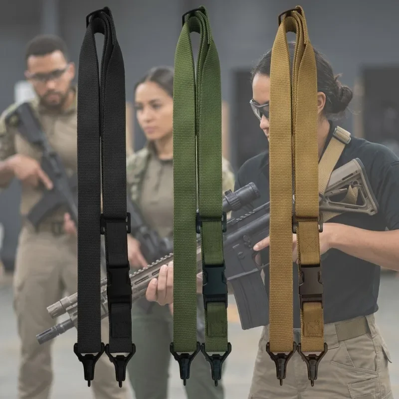 Tactical Rifle Sling 1/2 Point Nylon Gun Strap Quick Release Adjustable Shoulder Belt for Hunting Shooting Airsoft