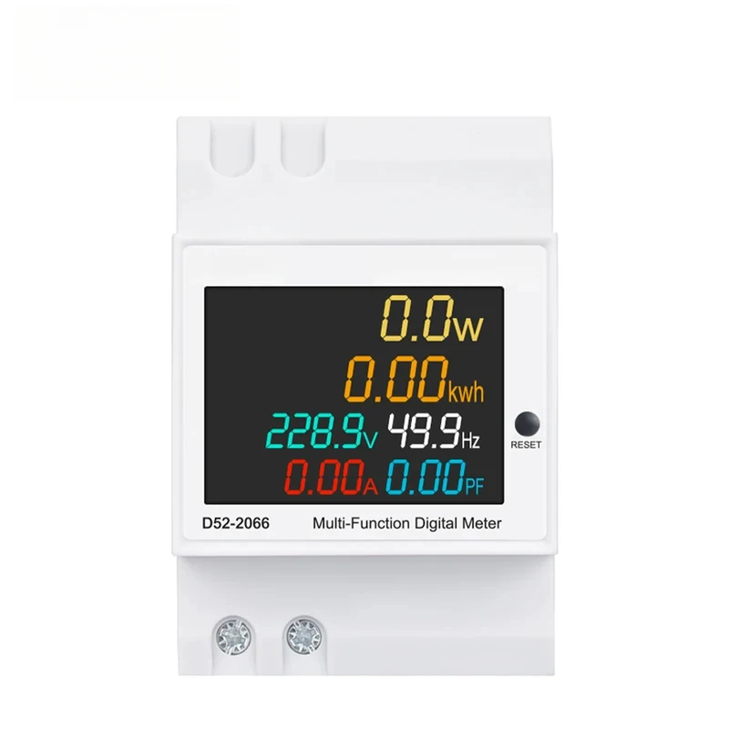 6IN1 Din Rail 110V 220V 380V 100A Voltage Current Frequency Power Factor Active Electric KWh Energy Meter Monitor Voltmeter