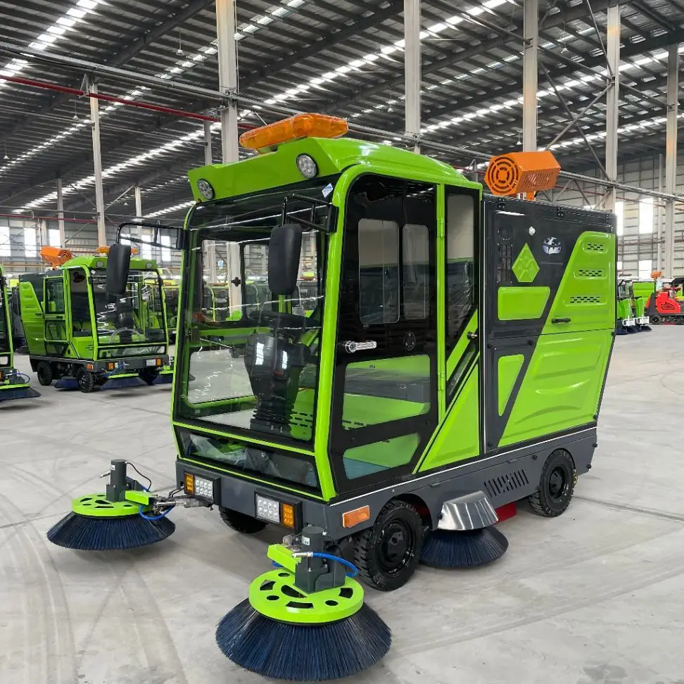 Hot Sales Full-Closed Four-Wheel Electric Street Sweeper Automatic For Hotel Floor Industrial Ride Urban Cleaning