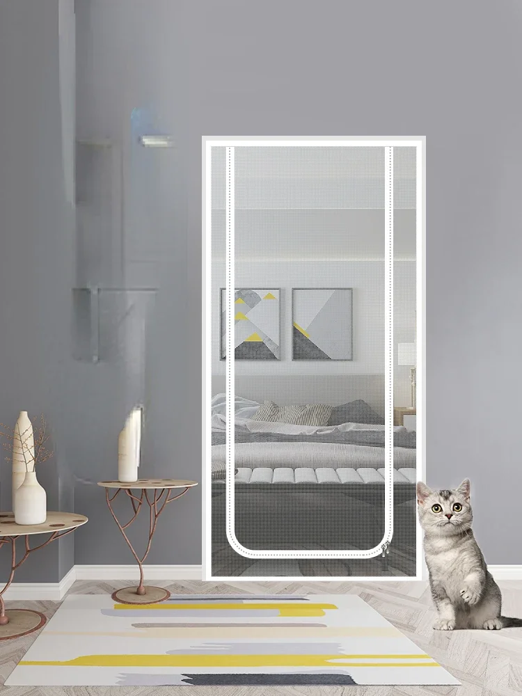 

#Diamond net anti cat door curtain, screen window net, self installed zipper anti mosquito screen door, self-adhesive sealing