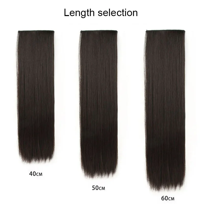   여성용 3피스 인비저블 클립인 가발 연장, 인조 모발 합성 롱 스트레이트 여성용 인비저블 패치