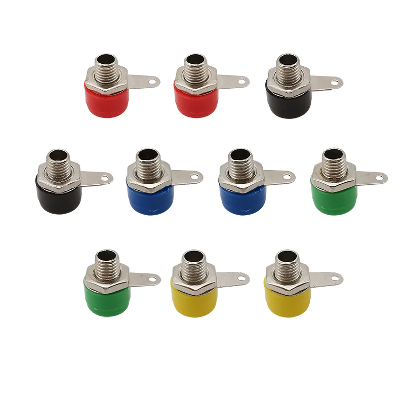 10 sztuk/partia 4mm Gniazdo bananowe Złącze zaciskowe z nakrętką do montażu panelowego Terminal Testowy Wtyk 4mm Bananowe Gniazdo Żeńskie Adapter DIY