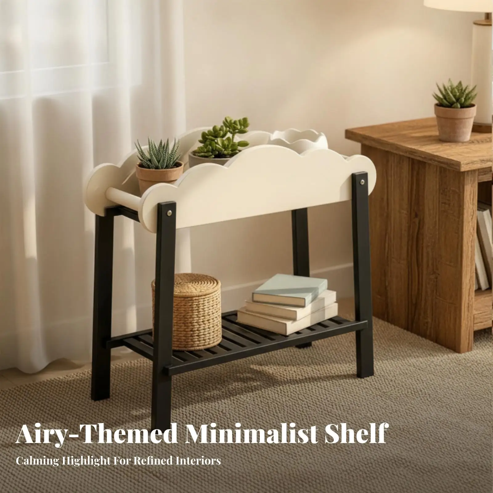 Two-Tier Plant Stand Floor-Standing Plant Stand with Slatted Shelf Flower Pot Rack Space-Saving for Small Areas, Balcony
