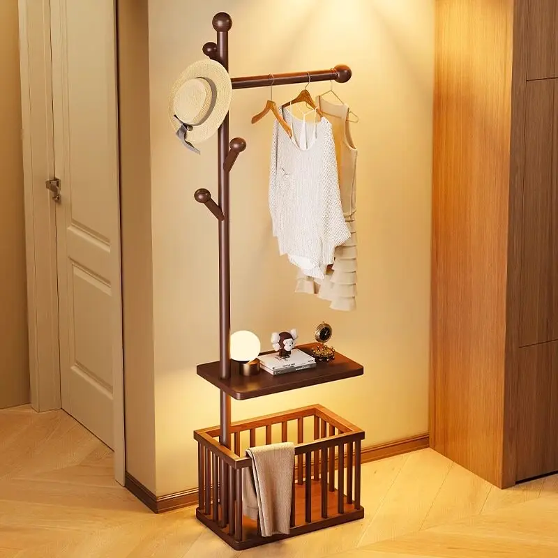 Display Boutique Clothes Rack Floor Hanger Storage Modern Wood Clothes Rack Living Room Design Perchero De Ropa Furniture Home