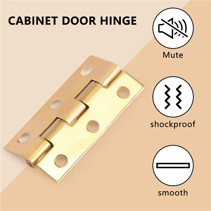 ABGR-4 Pieces Of Solid Brass Hip Hinge 5.1 Cm Suitable For Cabinet Doors, Trunk Round Corner Tenon Brass Hinges With Screws
