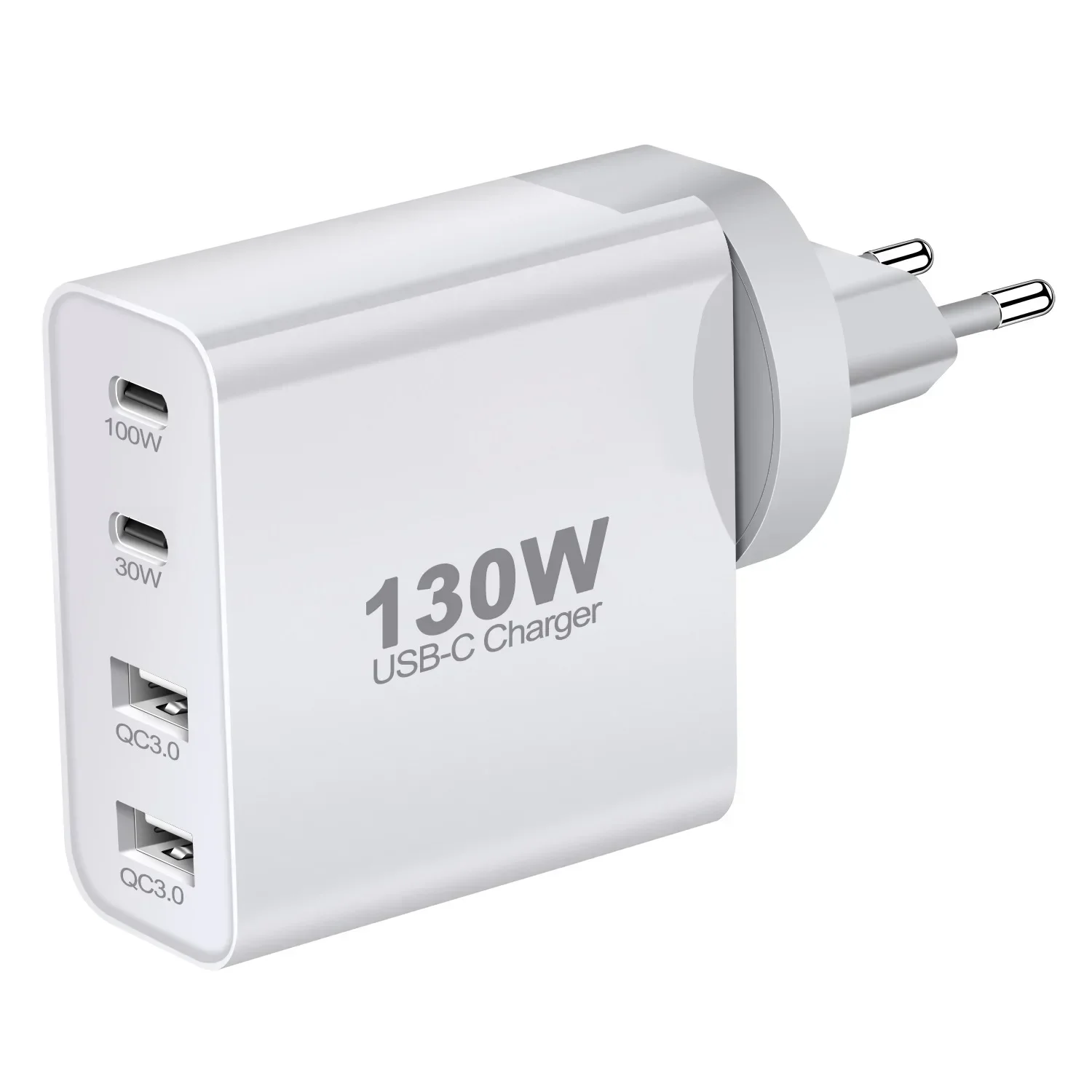 130W GaN USB Charger Type C PD 4Ports Quick Charge 4.0 3.0 USBC Fast Charging Charger For iPhone 15 14 13 12 MacBook Pro Laptop