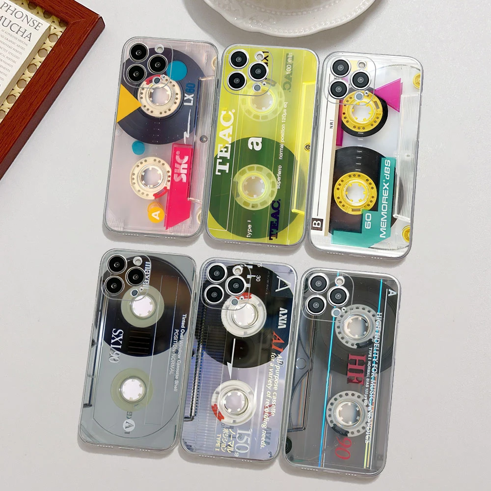 Retro Radio tape Cassette Clear Case For Samsung A73 A72 A71 A55 A52 A51 A50 A34 A35 A33 A32 A31 A30 A24 A23 A22 A13 A12 A05 5G