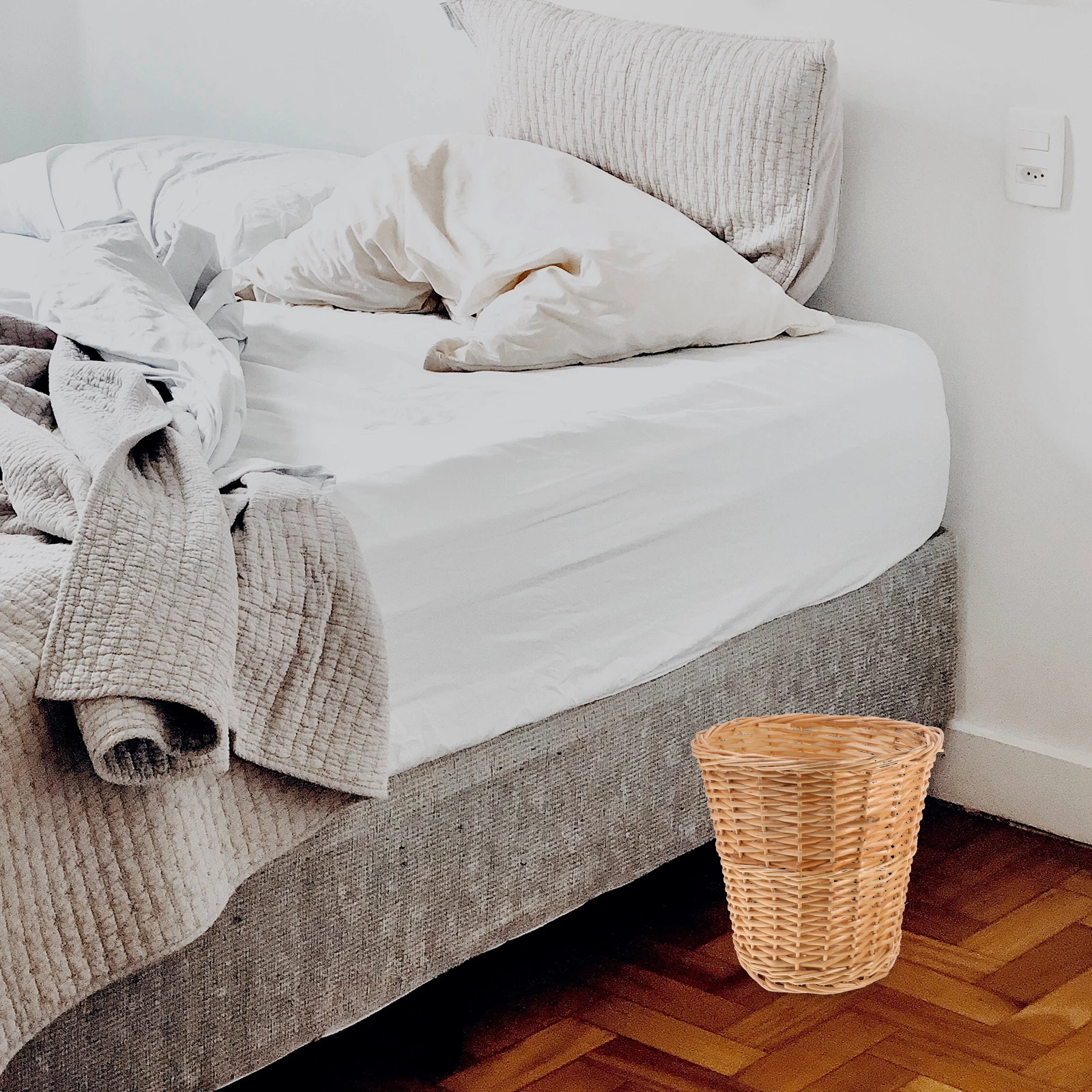 

Плетеная корзина, многофункциональный мусорный бак, износостойкий офисный домашний декор, плетеные корзины в натуральном стиле, мусорный бак