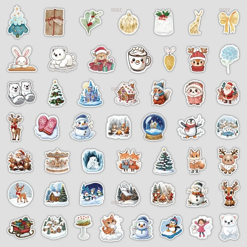 50 New Christmas Series Graffiti Stickers, Waterproof Decorative Stickers for Water Bottles, Cute Holiday Stickers