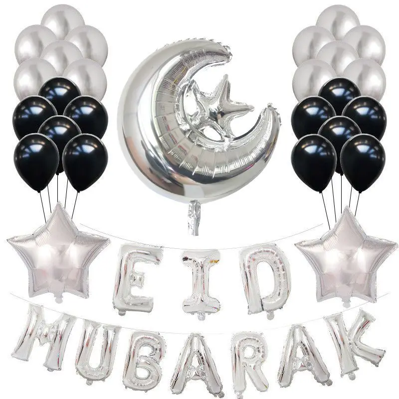 

New EID Balloon Set Holiday Decoration Star Moon Balloon 16 Inch Eid Letter Balloon Wedding Decoration