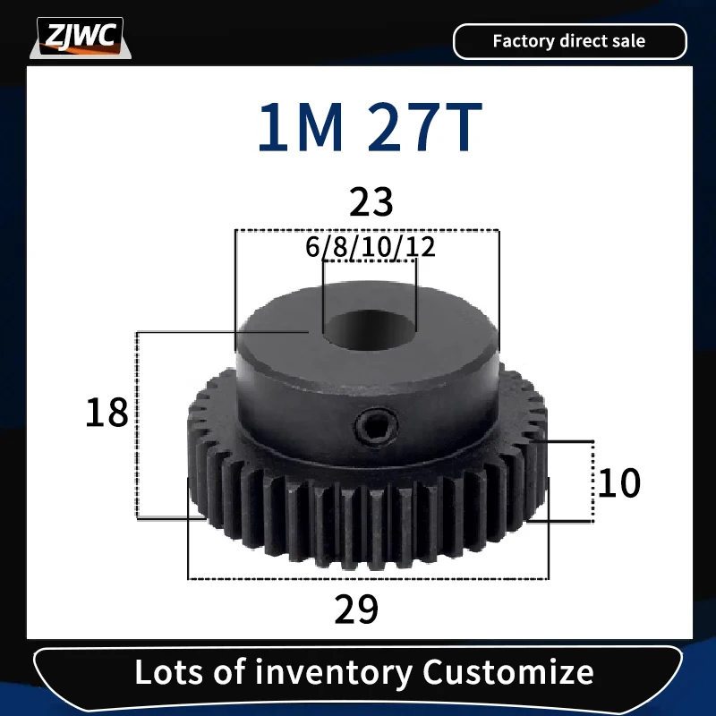 

1Pcs 1M 27 Teeth Modulus Gear 6/8/10/12mm Reduction Gears Modulus Gear DIY Micro Motor Transmission Parts Gear Box Mating Parts