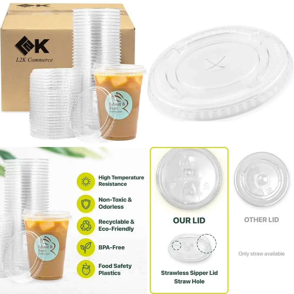 

Disposable 16 oz Clear Plastic Coffee Cups with Sip Lids, Set of 500, Ideal for Iced Coffee and Beverages