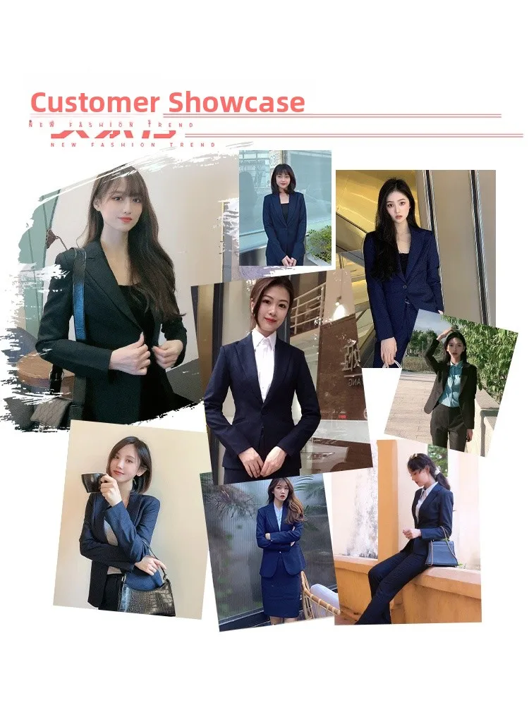 Lente Faionable Professionele damespakset Werkkleding President Office Long Sve irt en broek Polyester Viscose Spandex