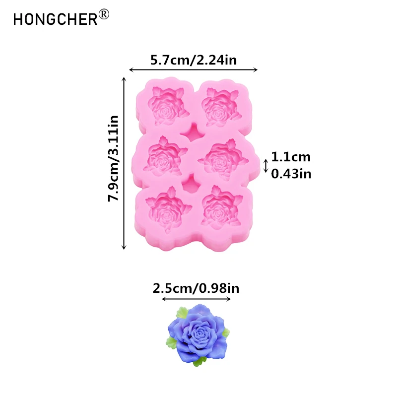 Flowers silicone mold flower resin phone case head rope hair card jewelry accessories mold flower Chocolate Cake silicone Mold