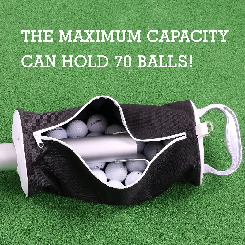 HOW TRUE Golf Ball Shag Bag with Aluminum Handle and Frame | Shag Bag for Golf Balls Golf Ball Retriever | Hold up to 70 Balls