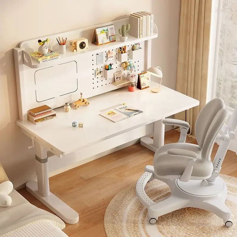Children's study table Lifting hole board Writing table and chair set Solid wood lifting Primary school household desk