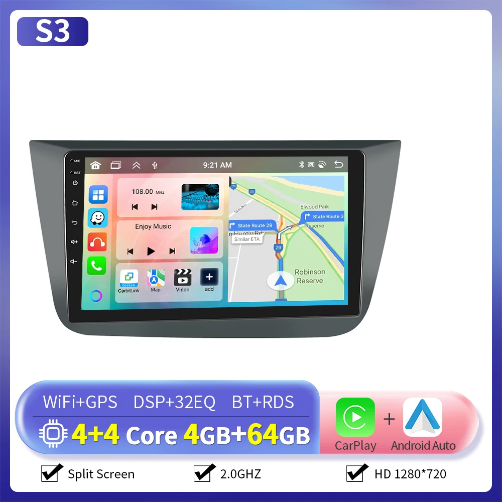 Camecho 6 + 128G 8Core Draadloze CarPlay Andorid Auto Radio Voor SEAT ALTEA 2004-2016 (LHD) GPS Stereo 4G WiFi Multimedia Speler