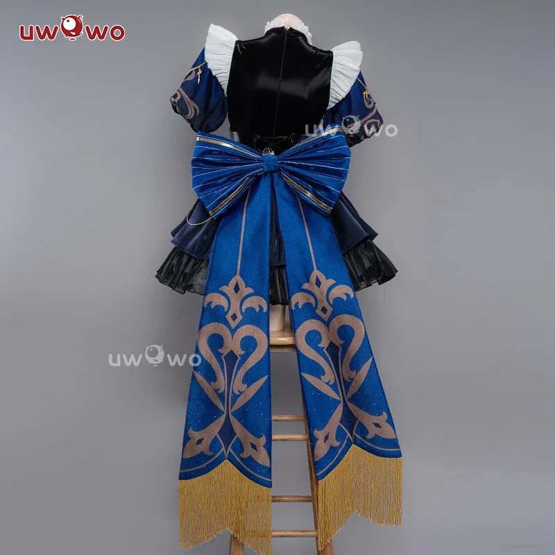 In stock exclusive Clorinde cosplay Genshin impact fanart Clorinde maid cosplay costume with bow maid Halloween dress