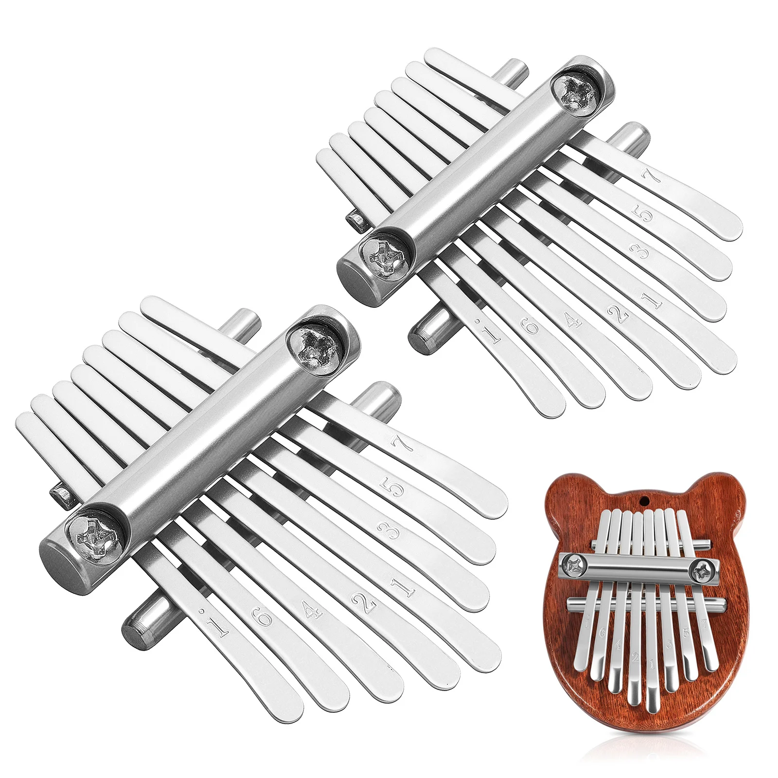 مجموعتان من 8 مفاتيح بيانو الإبهام، تصميم فريد من نوعه، رنين جيد، أداة موسيقية محمولة خفيفة الوزن للبالغين