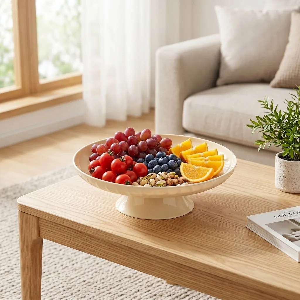 Plastic Fruit Bowl with Drainer Detachable Pedestal Snack Dish Cucake Stand Serving Plates for Kitchen Counter Home Tableware