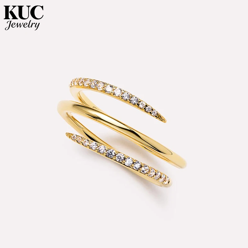 

Fine Designer Jewelry Oren Triple Claw Ring For Women Three Layer Paved Zircon Line Girls Rings 925 silver Reach Certificate