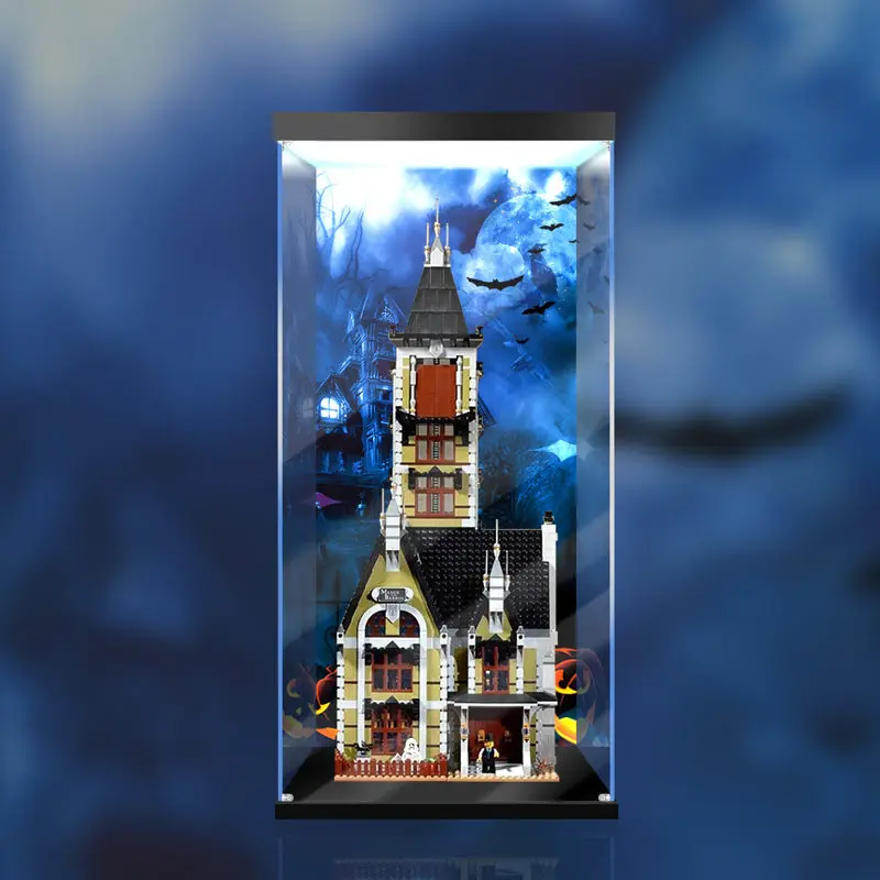 3mmThick Acrylic Display Case for Lego 10273 Haunted House Fairground Ghost Drop Tower Building Block Model(Excluding Lego sets)