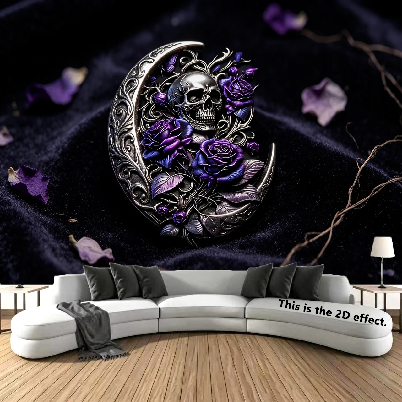 Gothic Moon Skull Rose Background Cloth Hanging Cloth Bedroom Bedside Decorative Wall Cloth Dormitory Tapestry
