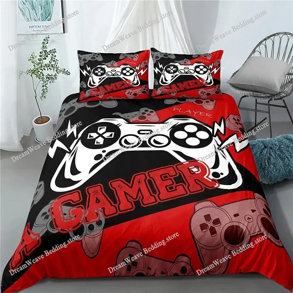 Gamer Bedding Sets for Boys Gaming Comforter Cover Children's Video Games Duvet Cover Gamepad Controller Gaming Designs Bed SetF