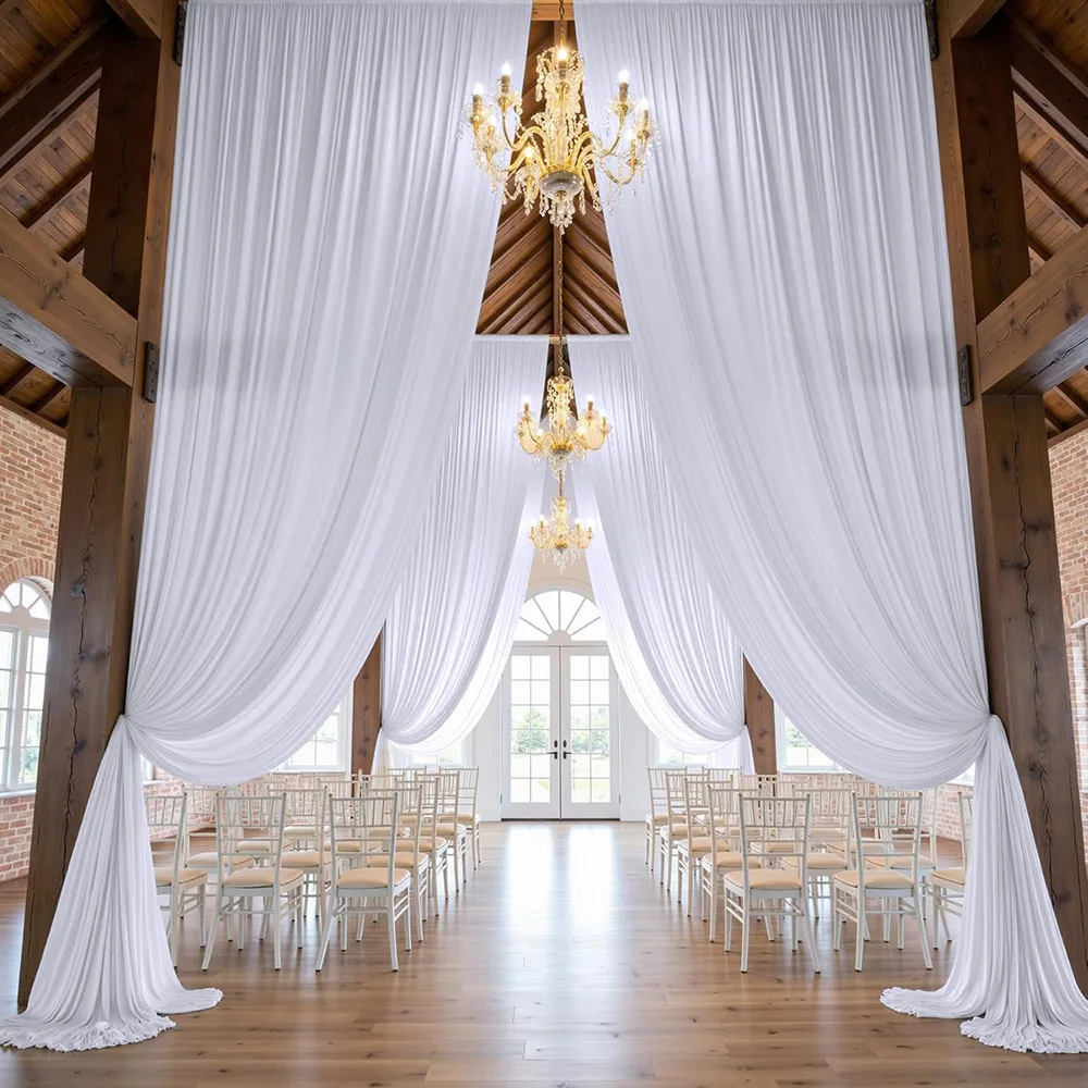 Weißer Hintergrundvorhang, nicht transparent, knitterfrei, Polyester-Fotografie-Hintergrundbehang für Hochzeit, Babyparty, Geburtstag – Detail 3
