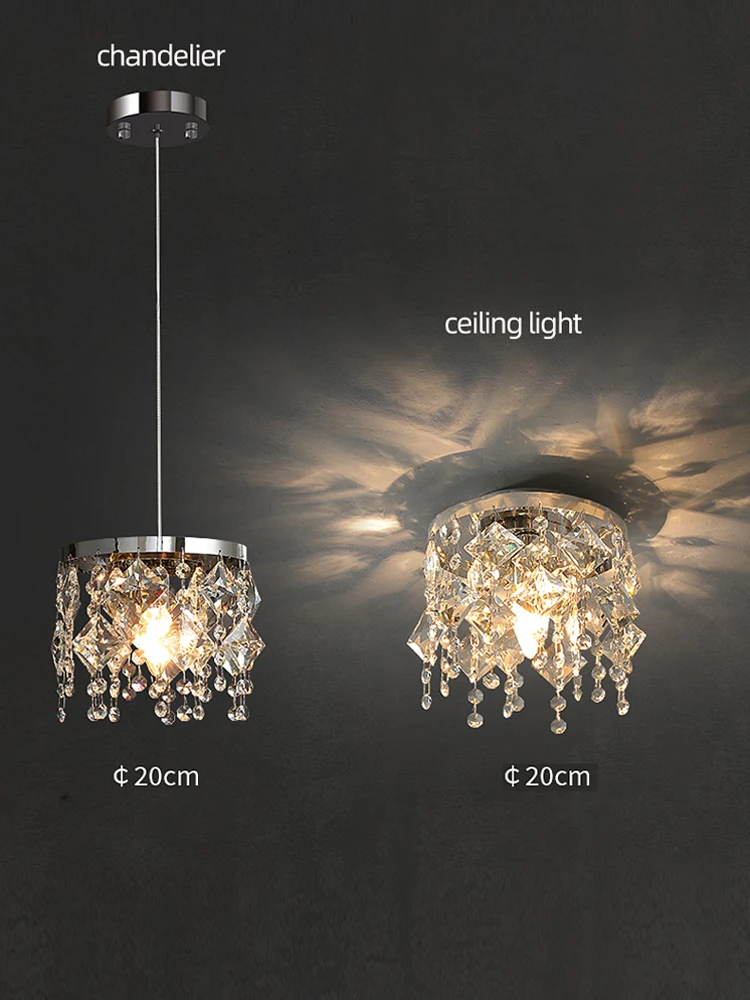 Nordic Style Crystal Chandelier Hanging Living Room Ceiling Light Designer Bedroom Bedside Lamp Dining Room Kitchen Pendent Lamp