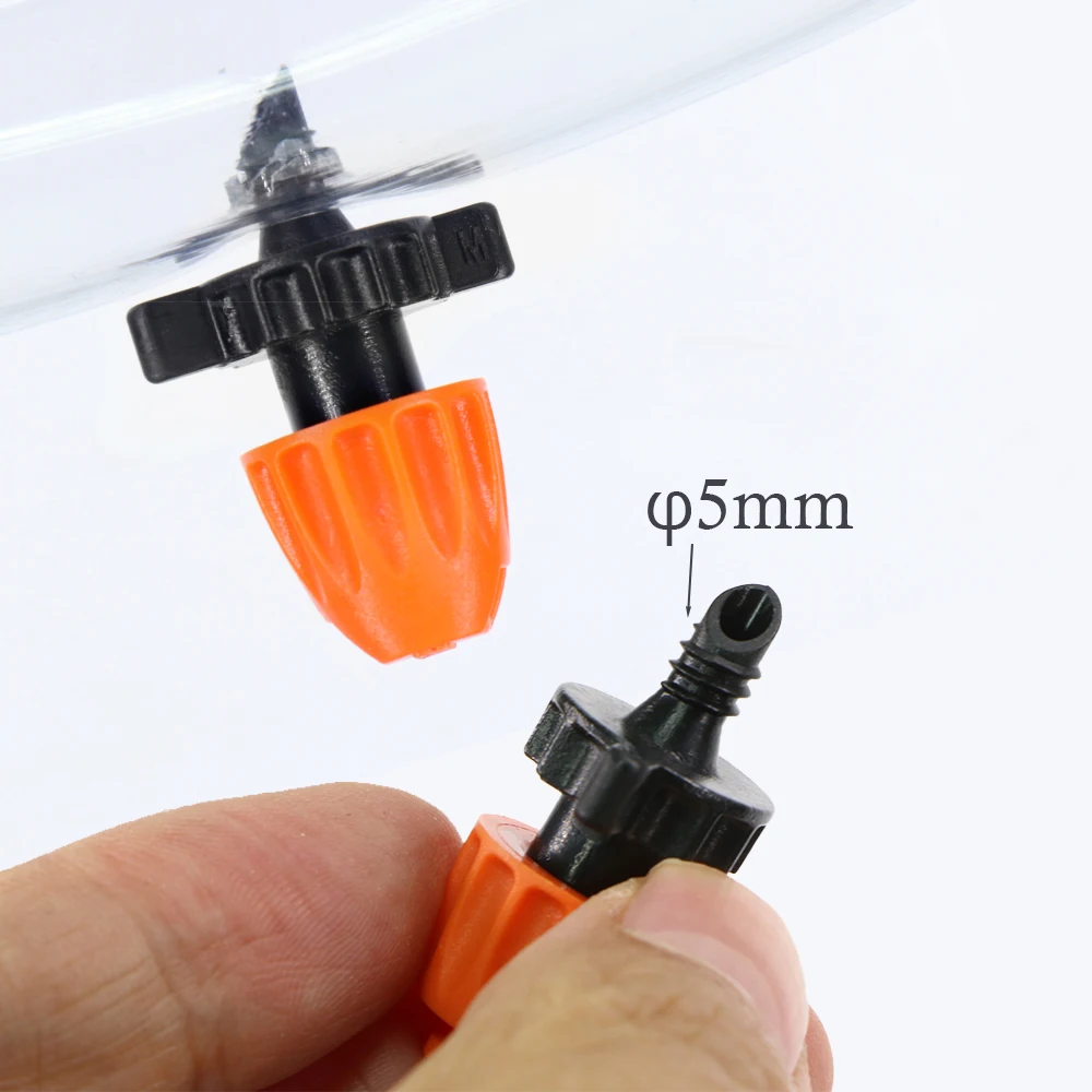 15PCS 5.0mm Orange Watering Nozzle 90°/180°/360°/Strip Spraying Angle Optional Garden Irrigation Sprinklers for Plant Watering