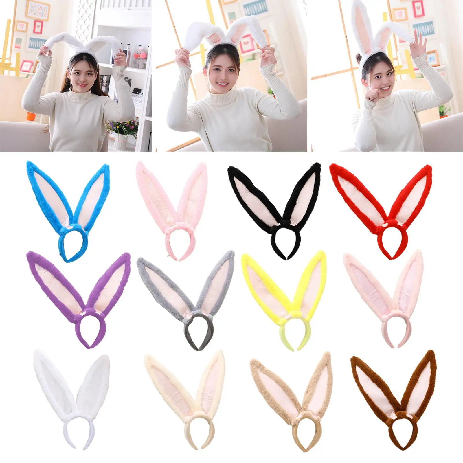 

Plush Ear Headband Animal Hairband Headwear for Adults Girls Kids
