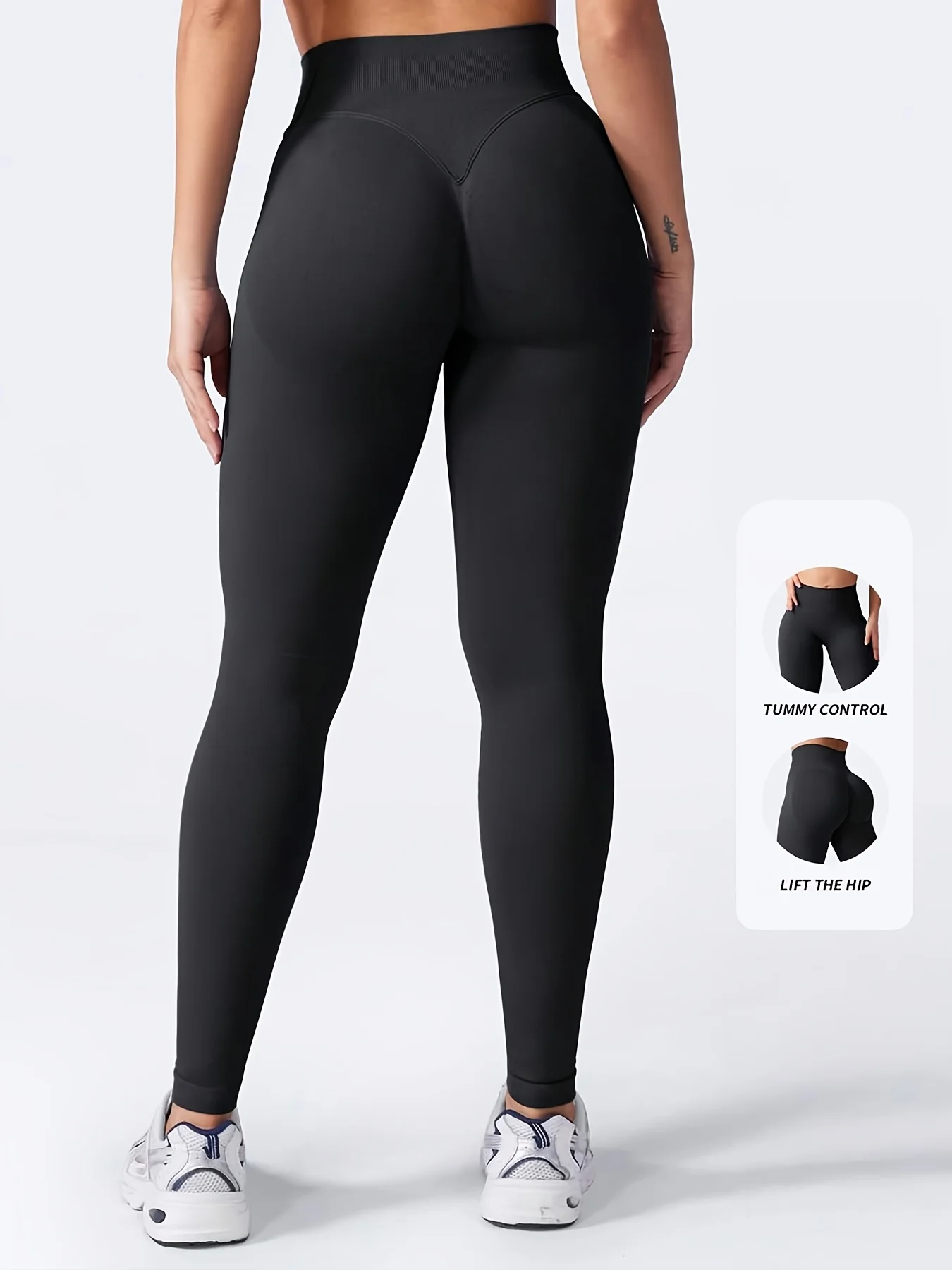 Women's High Waisted Seamless Workout Leggings Butt Lifting Gym Yoga Pants Booty Scrunch Vital Tummy Control Ruched Tights Four