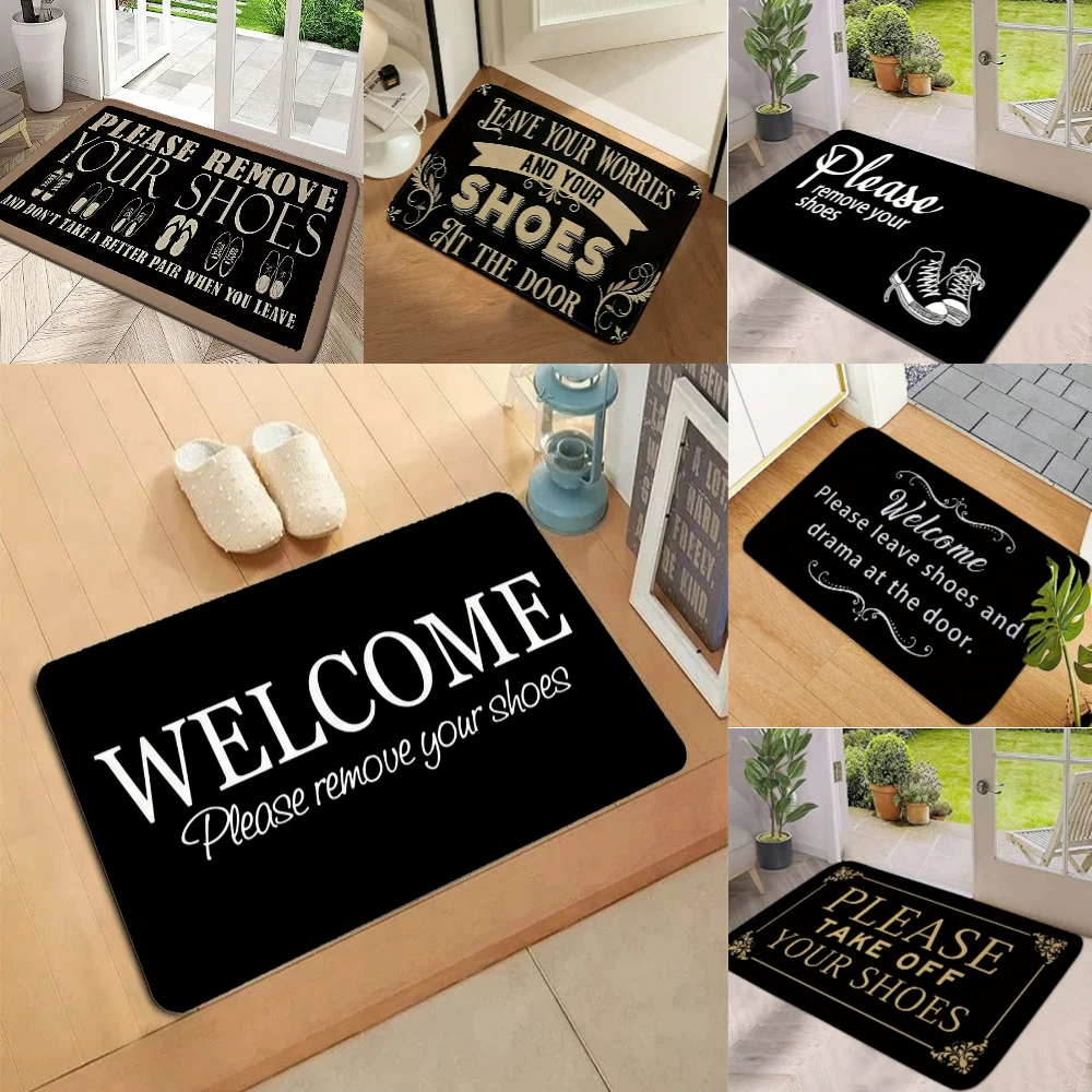 Please Remove Your Shoes Welcome Rug Kitchen Bathroom Entrance Doormat Non-slip Bedroom Decor Rug Floor Mats Foot Mat Christmas