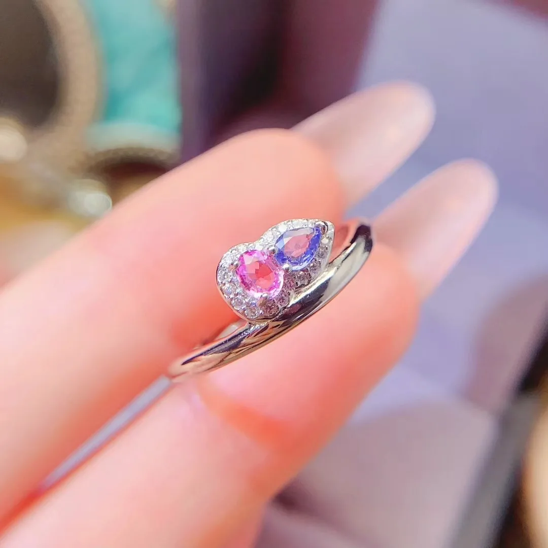 KJJEAXCMY High End Women's Ring Natural Sapphire S925 Silver with Electroplating Boasting High Clarity Full Brilliance