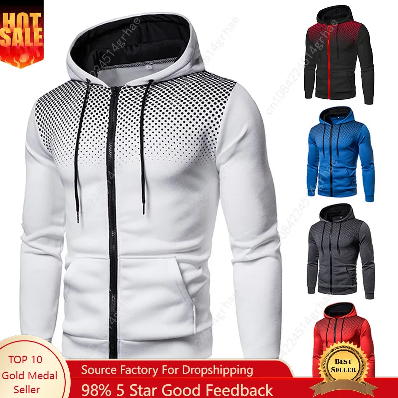 

Men's Hoodie Zipper Pocket Polka Pot Print Hoodie Sweatshirt Sport Outdoor Casual Everyday Hoodie Slim Fit Sweatshirt