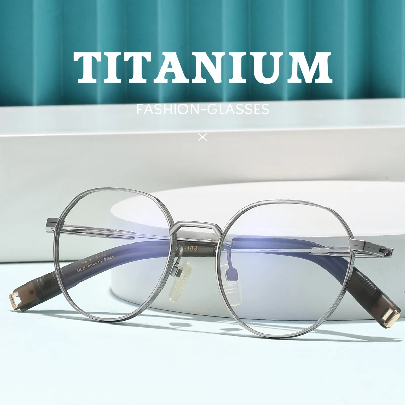 2026 new Round spectacles Titanium Anti Blue Light Glasses Frames Men Fashion Retro Computer Eyeglasses Frame Reading Eyewear