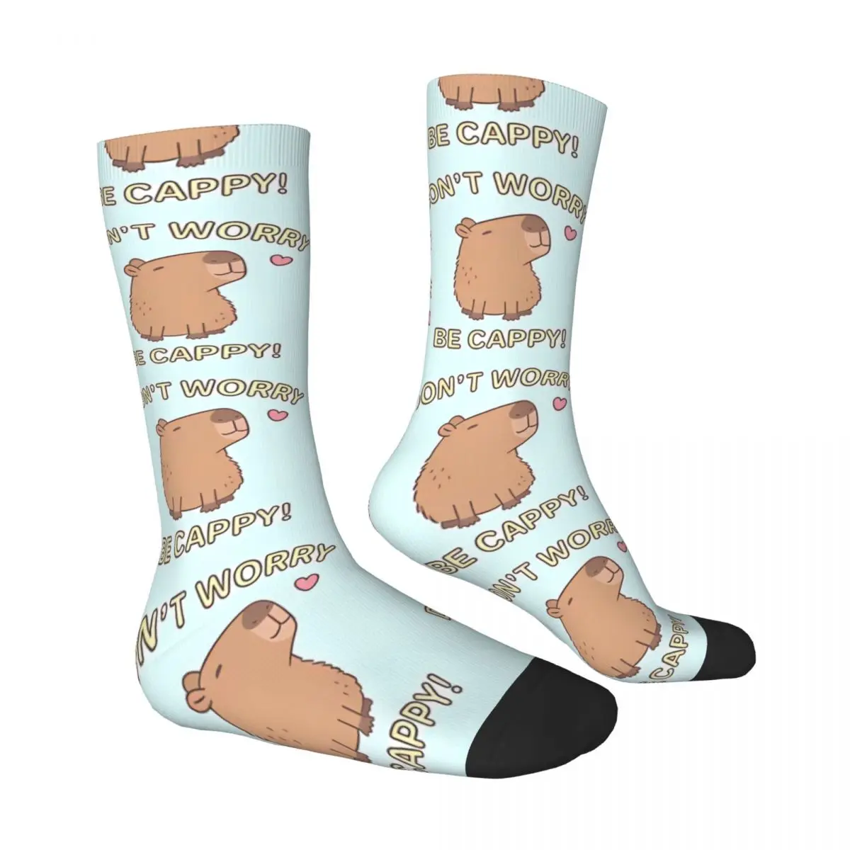 Funny Don't Worry Happy Capybara Cartoon Socks Male Mens Women Autumn Stockings Printed