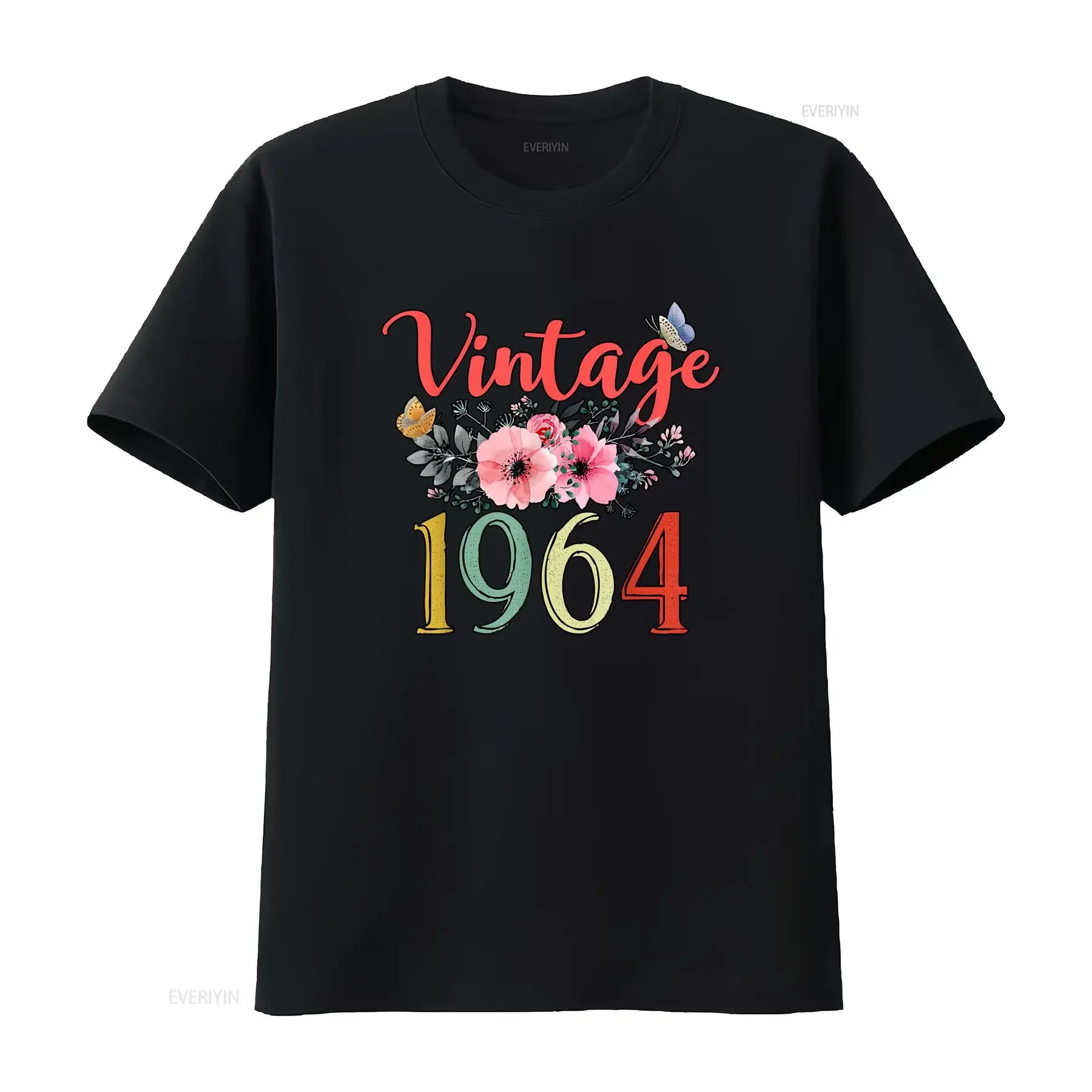 Vintage 1964 Floral Funny 60th Birthday Awesome Since T Shirt  vintage Washed Stretched homme Soft Breathable Slightly Unisex
