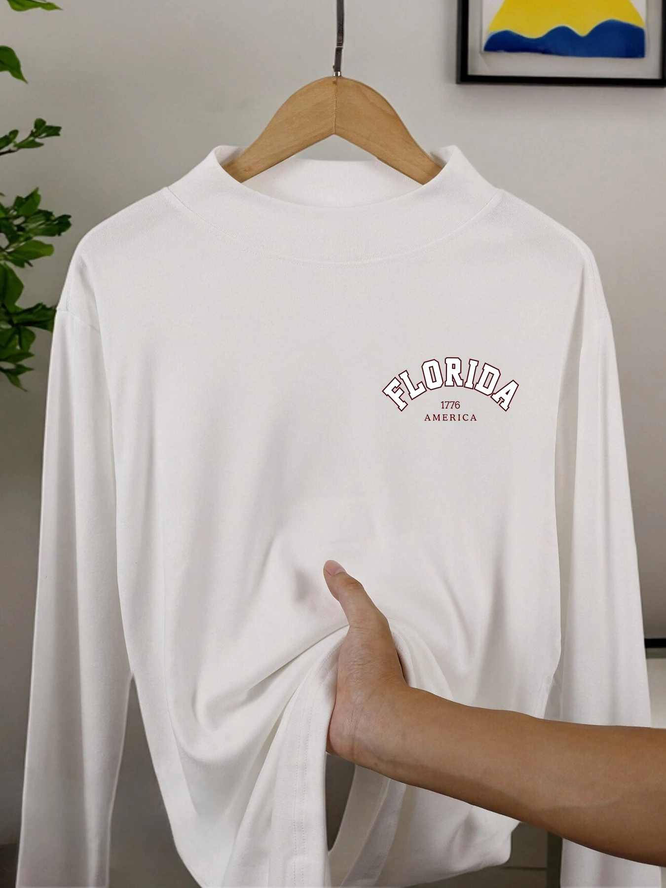 فلوريدا 1776 أمريكا ملابس ترفيهية مطبوعة رجل لينة الرجعية الملابس كل مباراة العصرية وهمية الرقبة أعلى الخريف مرونة طويلة الأكمام