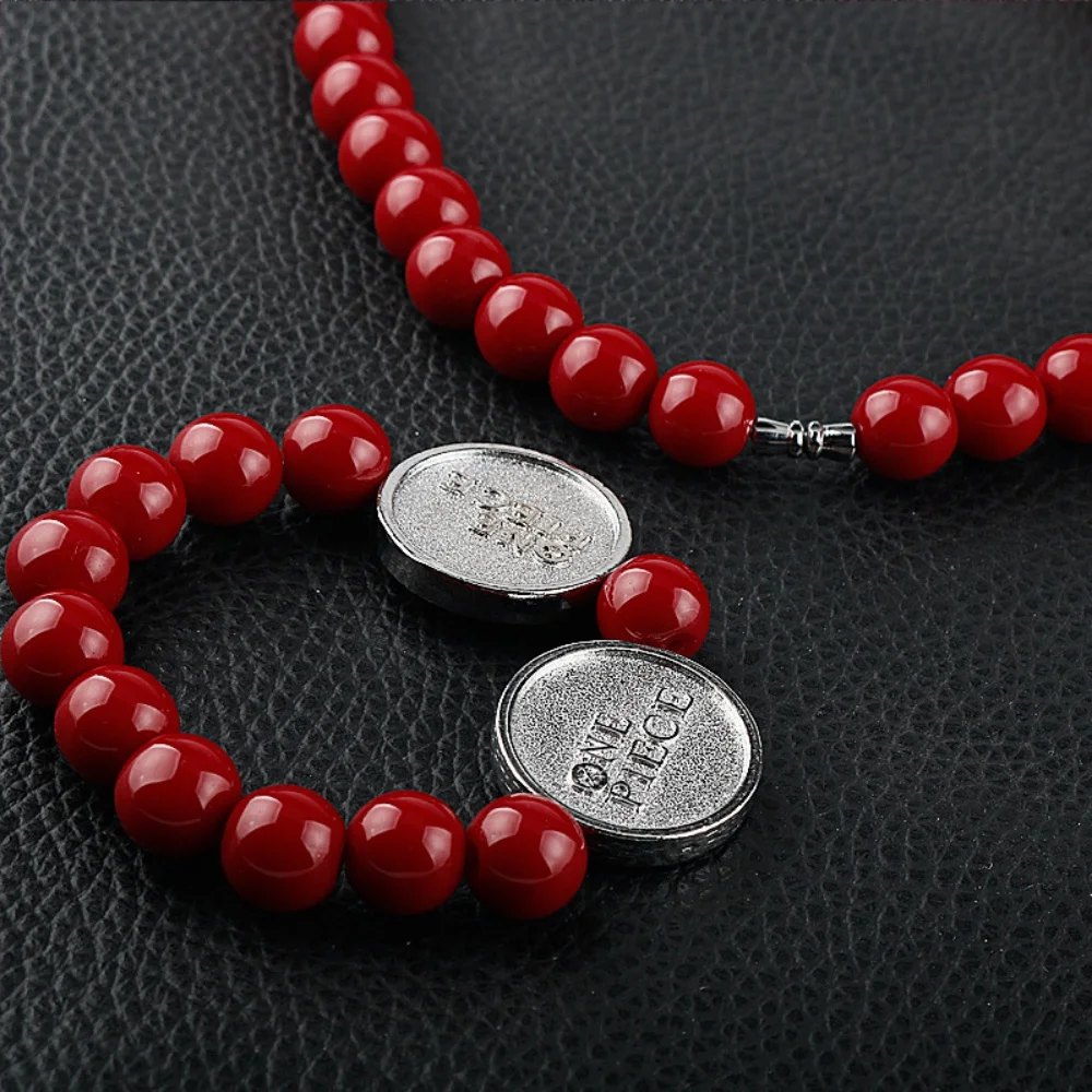 Anime Red Beads Face Bracelet Necklace, Portgas D Ace, Fashion Jewelry Accessories, Cosplay Party Gifts view 3