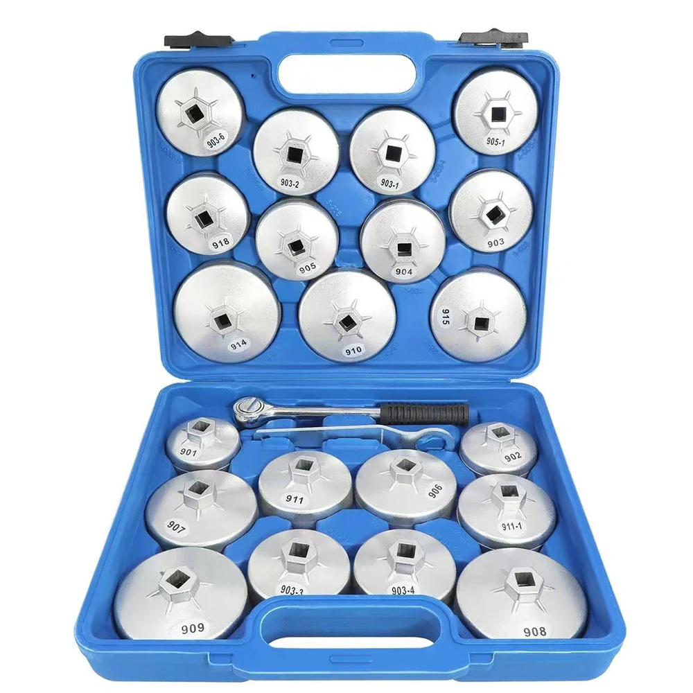 

23pcs Aluminum Alloy Cup Oil Filter Wrench Set Socket Removal Tool Set 1/2" Drive Oil Filter Removal Tool